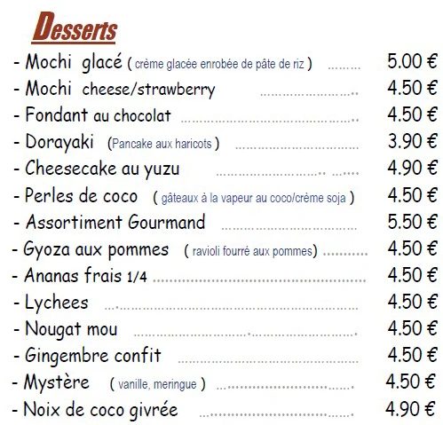 Menu à emporter — Le Shogun (10)