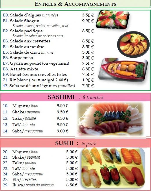 Menu à emporter — Le Shogun (2)