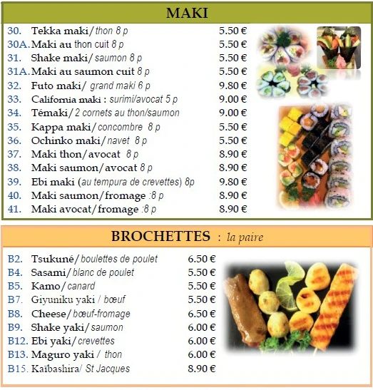 Menu à emporter — Le Shogun (3)